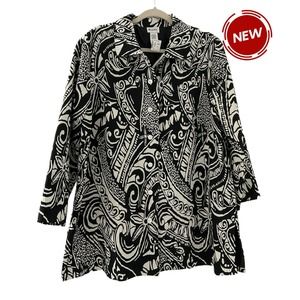 Units Petite Black White Button Front Shirt/Blazer Petite Size XL NWT | 40-30